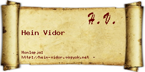 Hein Vidor névjegykártya